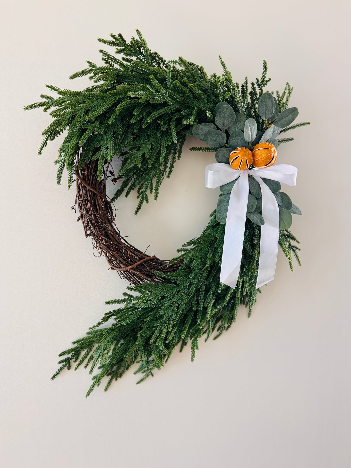 The Christkindl - Norfolk Pine Holiday and Winter Wreath.