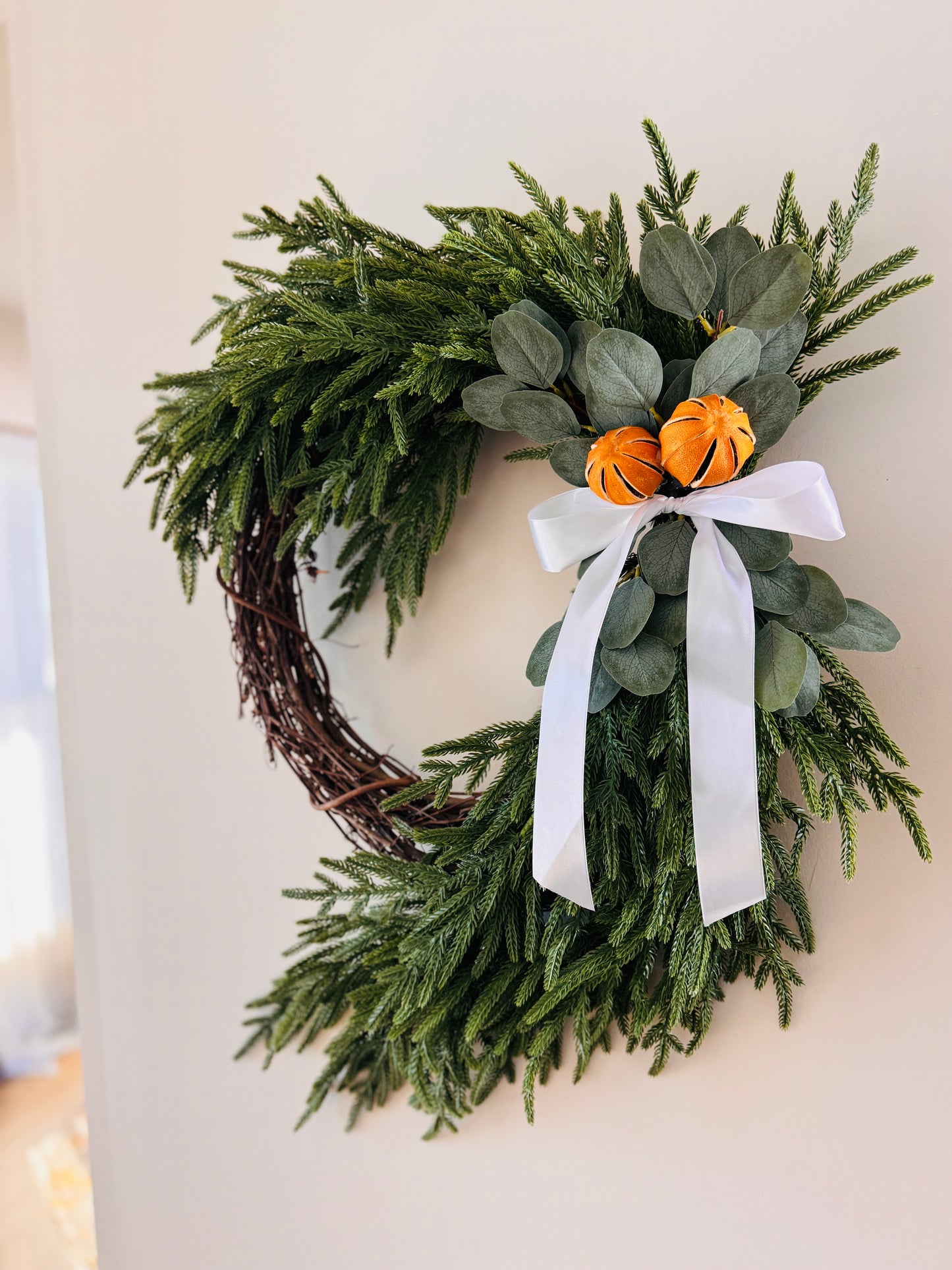 The Christkindl - Norfolk Pine Holiday and Winter Wreath.