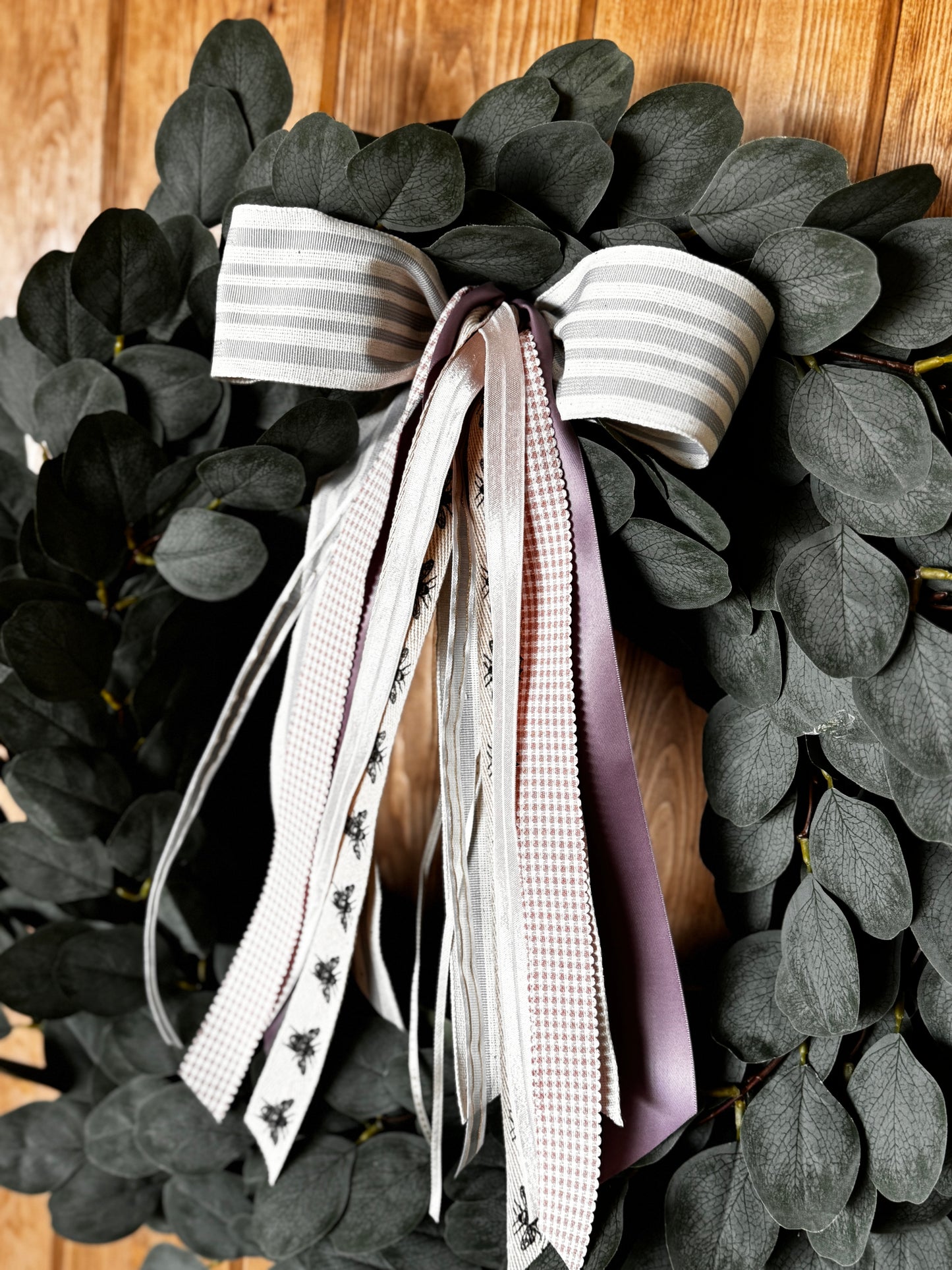 The Penelope - Eucalyptus Waterfall Bow Wreath