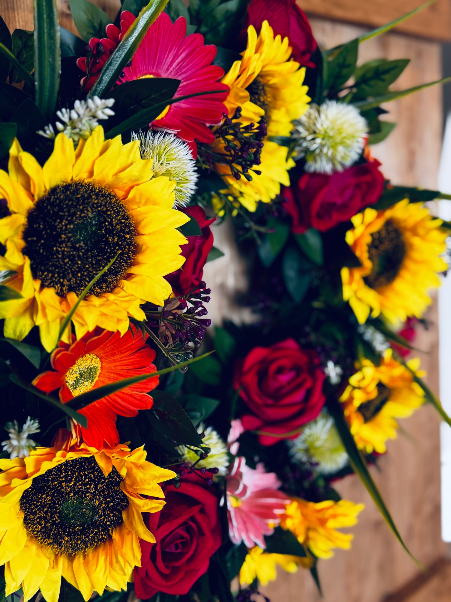 The Lesley Ann - Bright Summer Sunflowers and Pink Roses