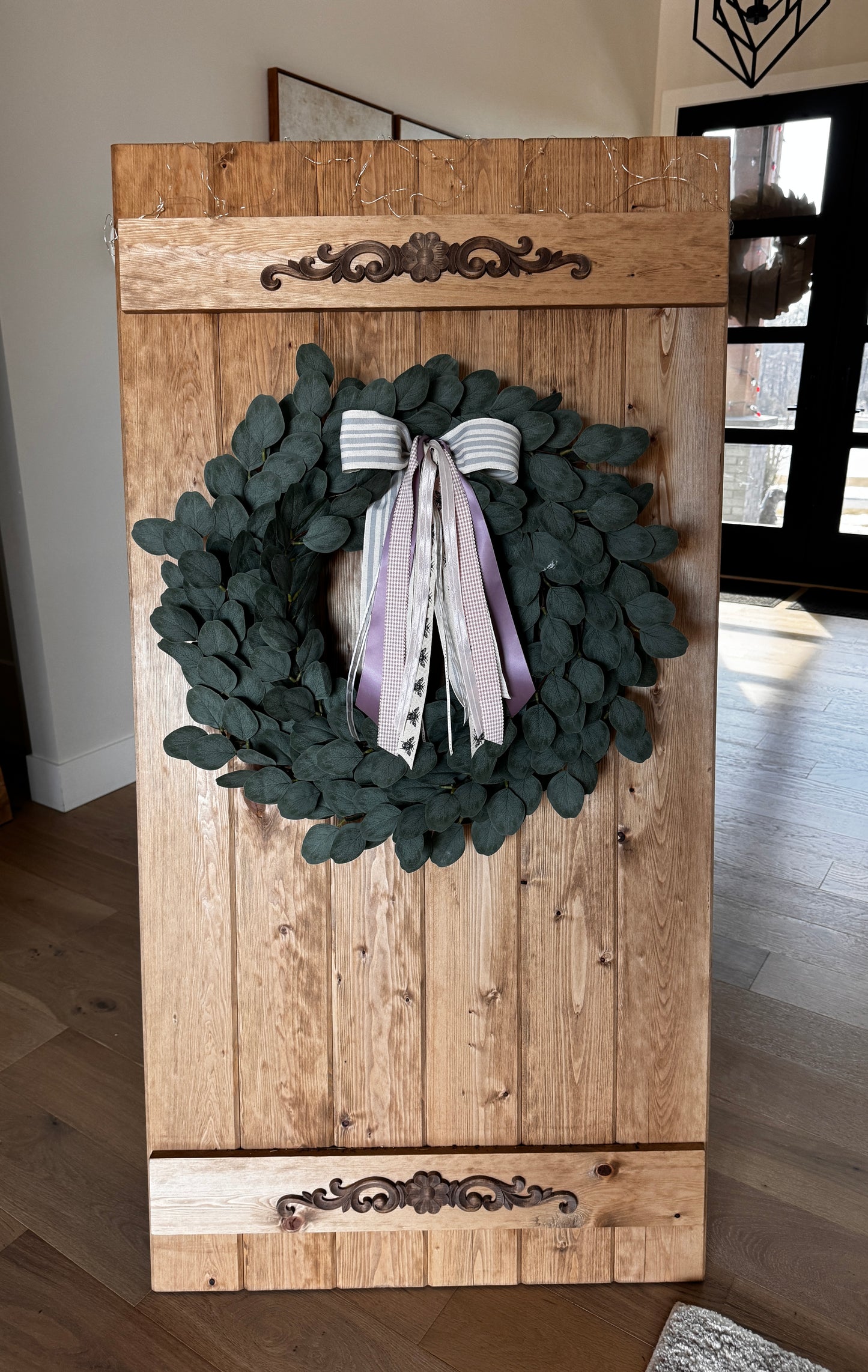 The Penelope - Eucalyptus Waterfall Bow Wreath