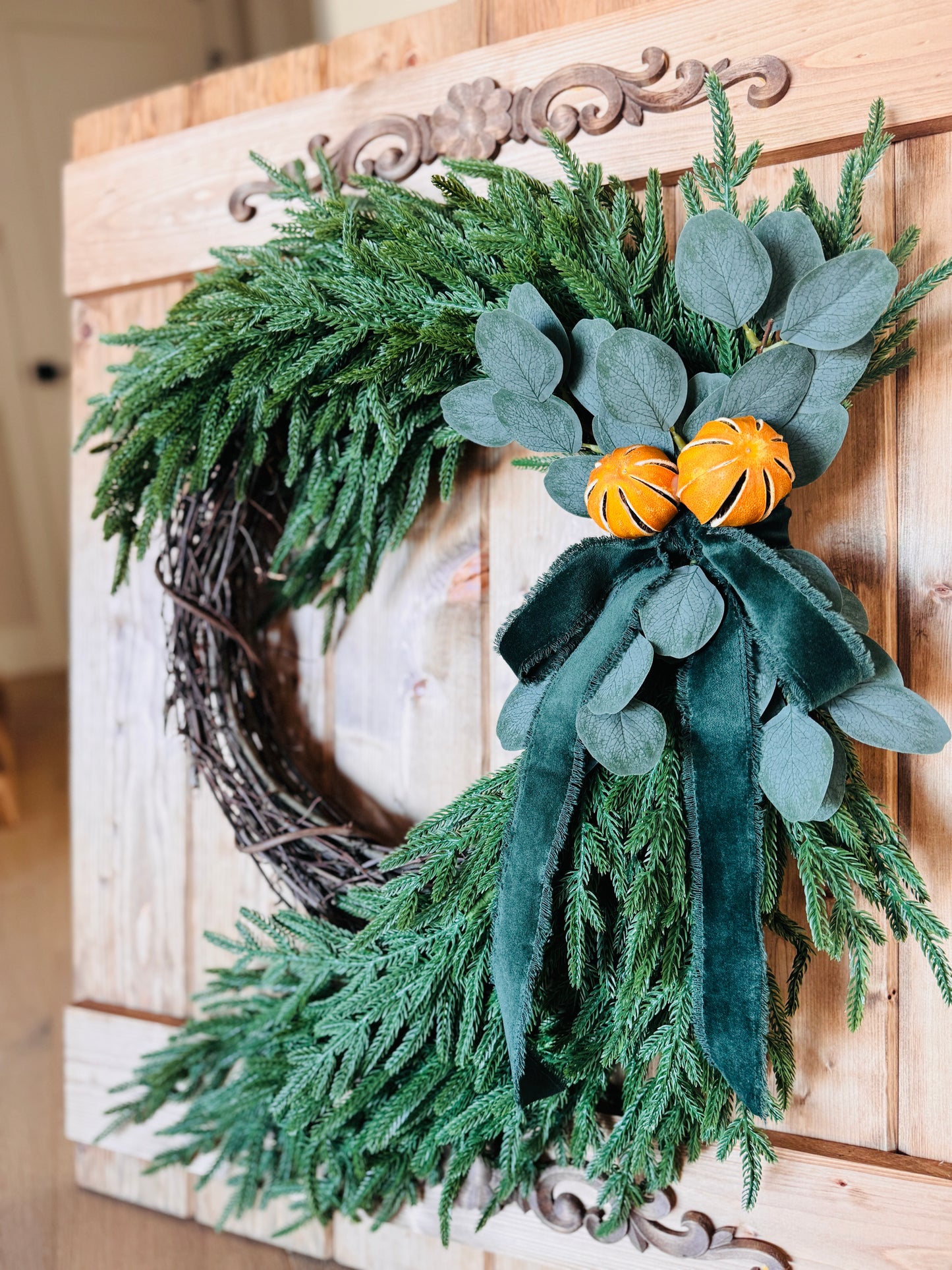 The Christkindl - Norfolk Pine Holiday and Winter Wreath.