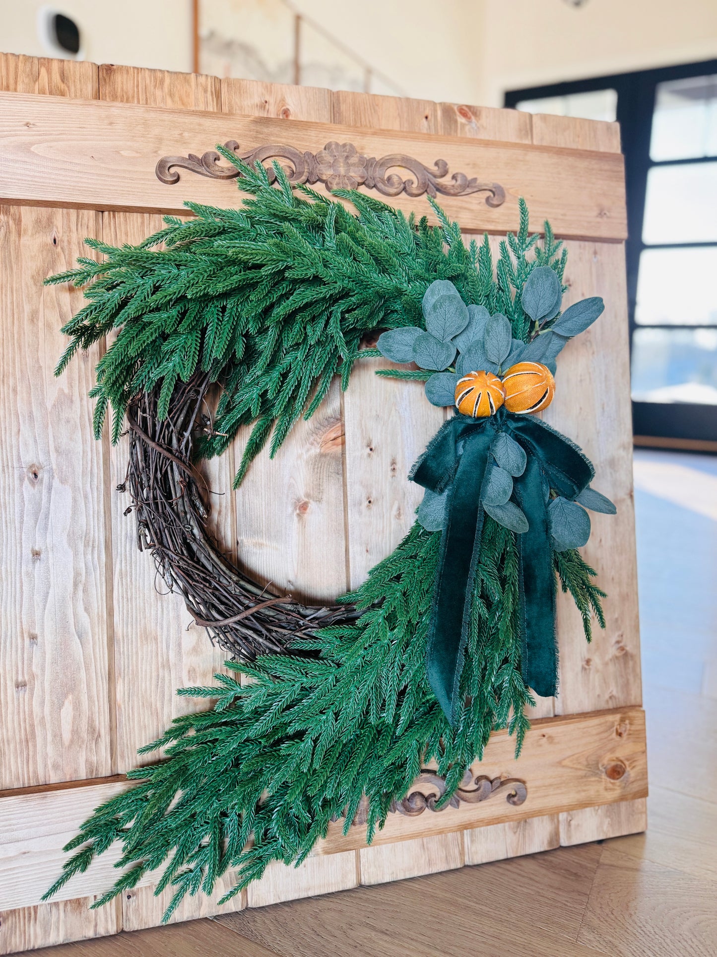 The Christkindl - Norfolk Pine Holiday and Winter Wreath.