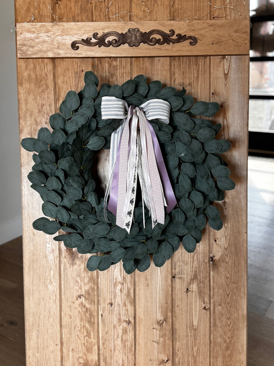 The Penelope - Eucalyptus Waterfall Bow Wreath