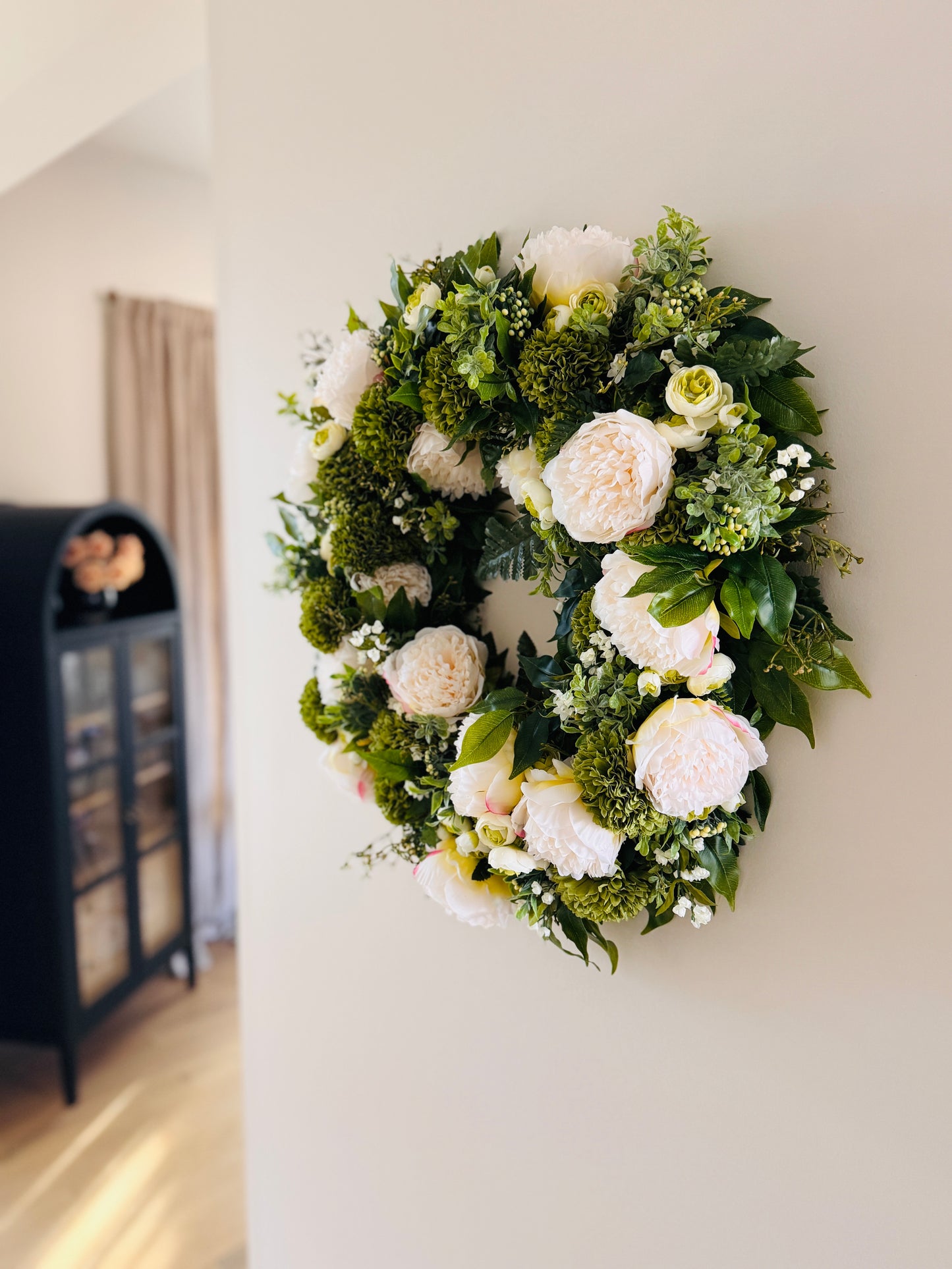 Shaws Garden - White Peony, Ranunculus, and Green Chrysanthemums