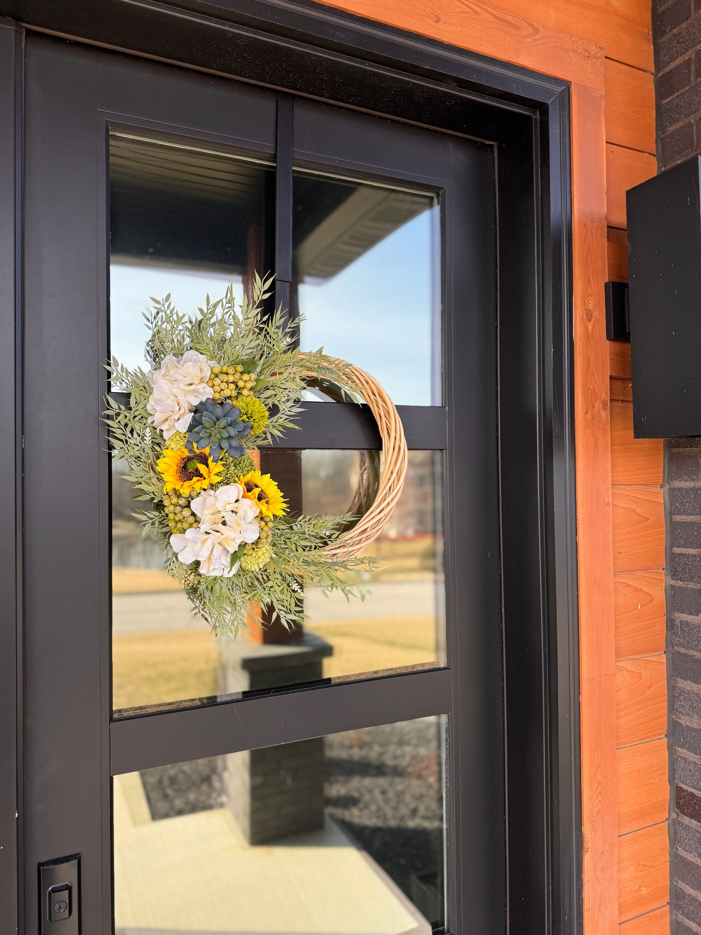 The Shawnee - Succulent and Sunflowers on Natural Wood Wicker